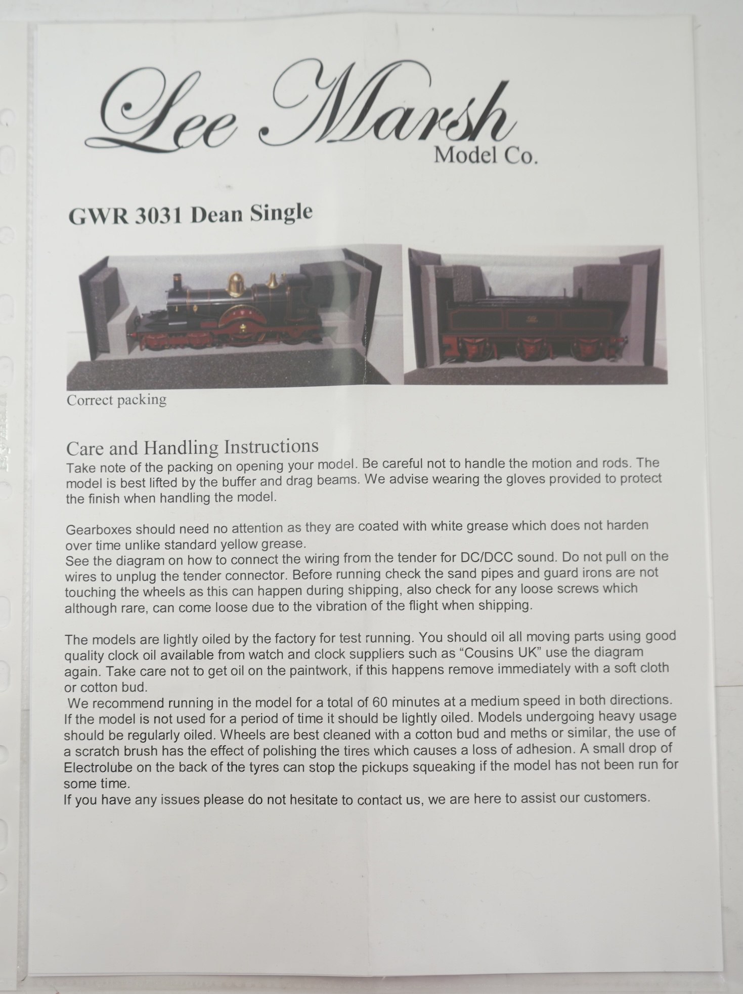 An 0 gauge Lee Marsh Models model of GWR 3031 Class (Achilles Class), North Star 3072, 4-2-2 Dean Single locomotive, powered for two rail operation, with original box and operating leaflet.